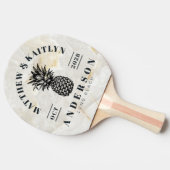 Calacatta Gold Tropical Pineapple Wedding Crest 卓球ラケット (横)