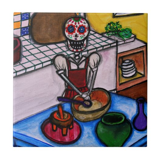 CALAVERAのLA COCINERAのLA JEFAの絵画 タイル (正面)