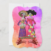 Calavera Amigas Dia De Los Muertos 招待状 (正面)