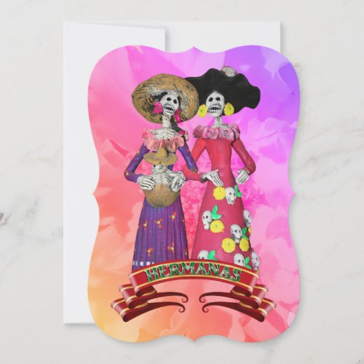 Calavera Amigas Dia De Los Muertos 招待状 (正面)