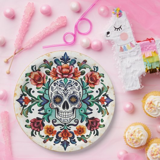 💀🎉Calavera Bloomware Doom Día de los Muertos ペーパープレート (パーティー)