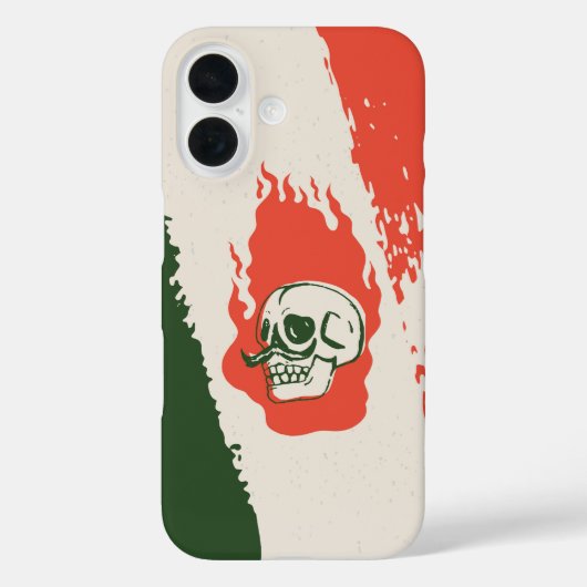 Calavera Caliente – 口ひげ付き炎のスカル Case-Mate iPhoneケース (裏面)