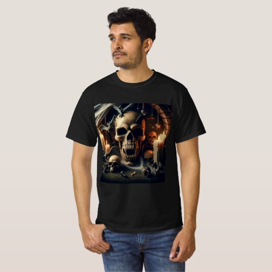 Calavera de Vampiro: Oscuridad y Elegancia Tシャツ (正面フル)