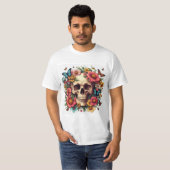 Calavera Floral: Belleza en la Oscuridad Tシャツ (正面フル)