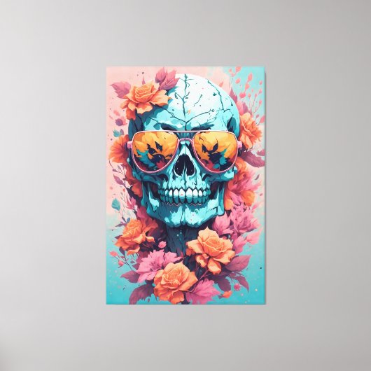 Calavera Floral Colorida キャンバスプリント (正面)