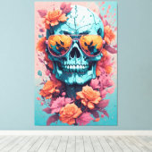 Calavera Floral Colorida キャンバスプリント (インサイチュ (ウッドフロア))