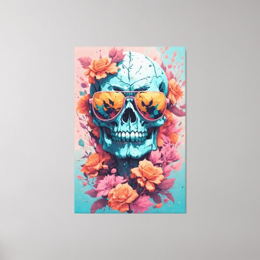 Calavera Floral Colorida キャンバスプリント (正面)