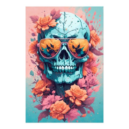 Calavera Floral Colorida フォトプリント (正面)