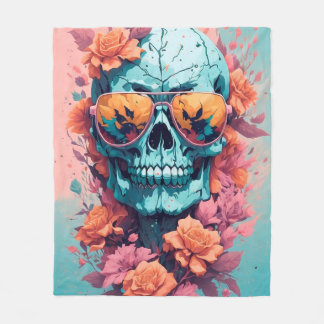 Calavera Floral Colorida フリースブランケット