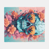 Calavera Floral Colorida フリースブランケット (正面(横))