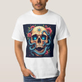Calavera Floral con Serpientes Tシャツ (正面)