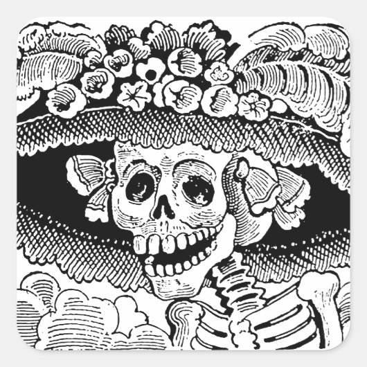 Calavera Garbancera (Catrina)by Jose Posada スクエアシール (正面)