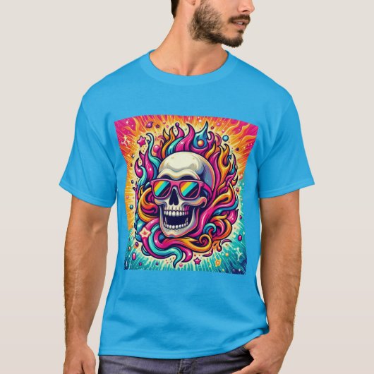 Calavera psicodélica con gafas de sol tシャツ (正面)