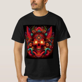 Calavera Roja con Serpientes y Flores Místicas Tシャツ