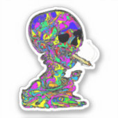Calavera Skull Smoking Cigarette シール (正面)
