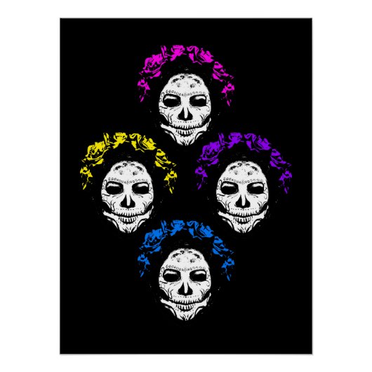 Calavera Skulls Pop Art Style ポスター (正面)