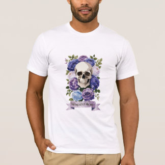Calavera vintage con rosas púrpuras – Memento Mori Tシャツ
