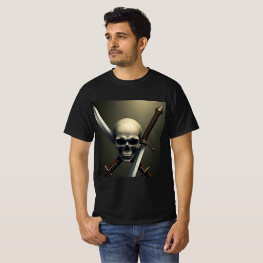 Calavera y Espadas: Diseño Rebelde Tシャツ (正面フル)