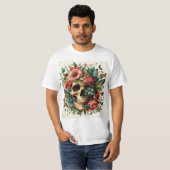 Calavera y Flores - Diseño Floral Colorido Tシャツ (正面フル)