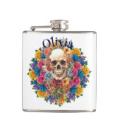 Calavera y flores Petaca de vinilo フラスク (正面)
