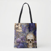 Calaveras y Rosas Moradas – Arte Gótico Elegante トートバッグ (正面)