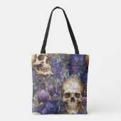 Calaveras y Rosas Moradas – Arte Gótico Elegante トートバッグ (裏面)
