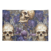 Calaveras y Rosas Moradas – Arte Gótico Elegante 枕カバー (裏面)