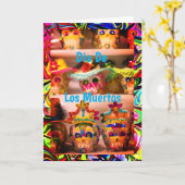 Calaveritas de Azucar、5" x 7"グリーティングカード カード (黄色い花)