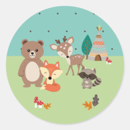 Calcomanía Animalitos del bosque ラウンドシール