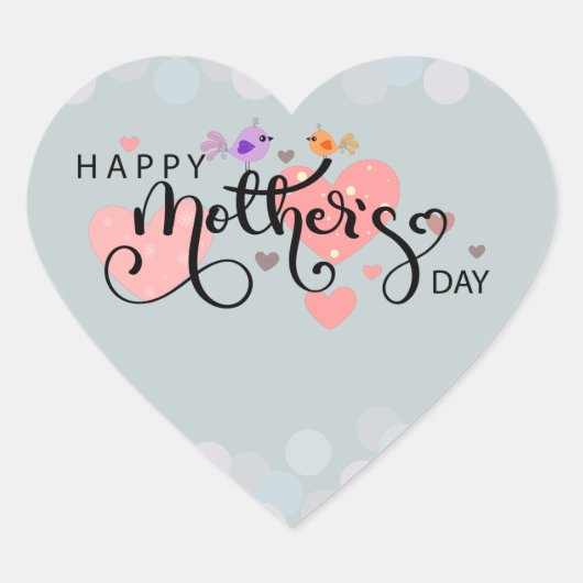 Calcomanía celebración "Happy Mother's Day" ハートシール (正面)