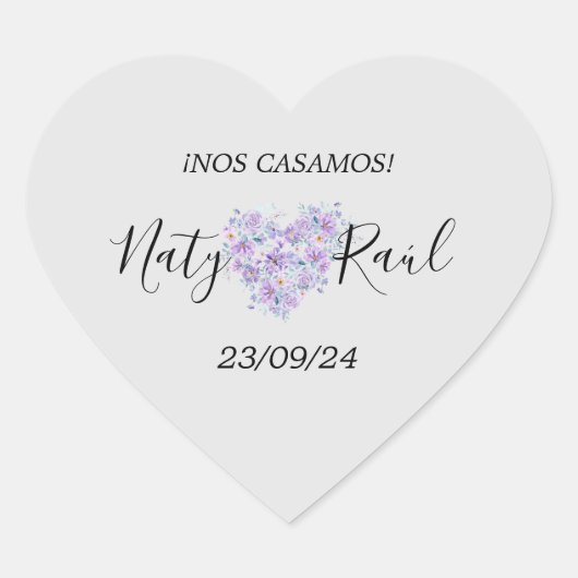 Calcomanía Floral en Tonos Lilas ハートシール (正面)