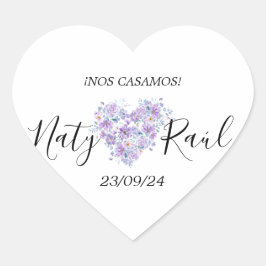 Calcomanía Floral en Tonos Lilas ハートシール