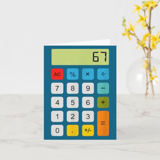 Calculator 67 Six Seven Funny Math Meme  カード (黄色い花)