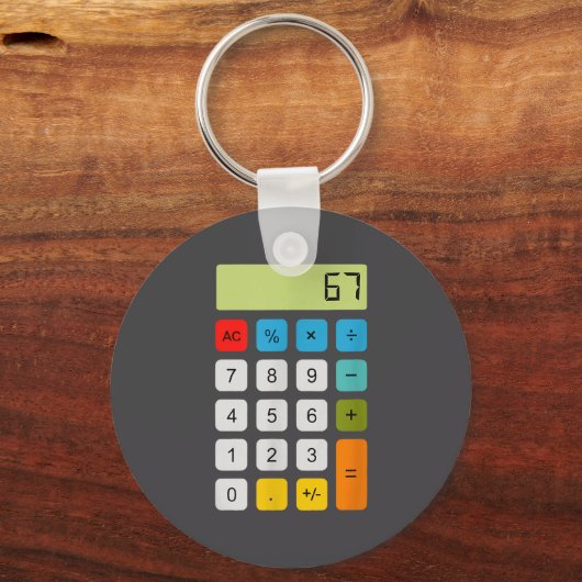 Calculator 67 Six Seven Funny Math Meme  キーホルダー (正面)
