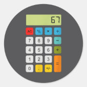 Calculator 67 Six Seven Funny Math Meme  ラウンドシール (正面)