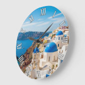 Caldera View Santorini Greece Cyclades Travel ラージ壁時計 (傾斜)