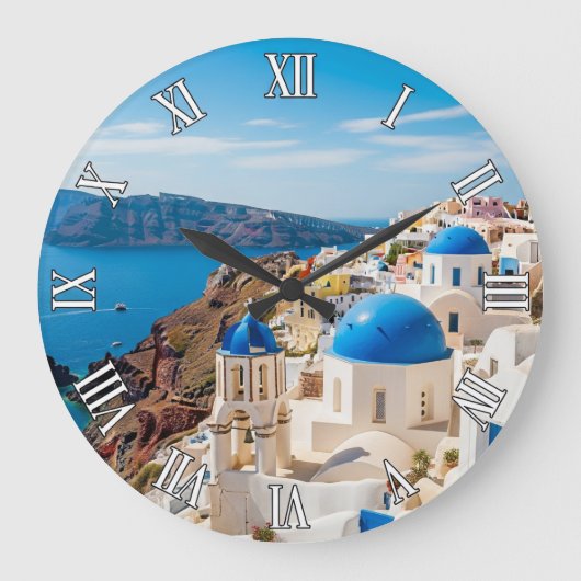 Caldera View Santorini Greece Cyclades Travel ラージ壁時計 (正面)