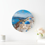 Caldera View Santorini Greece Cyclades Travel ラージ壁時計 (ホーム)