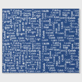 CALEB名前をカスタムするブルースノーフレーク付き ラッピングペーパー (フラット)
