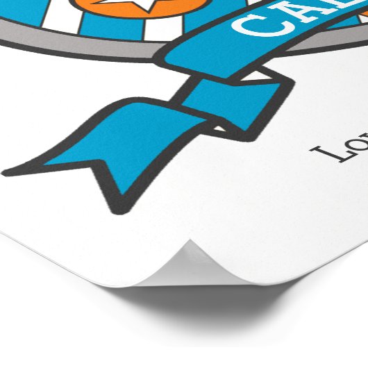 Caleb boys Cの名前と意味オレンジ色のクレストのポスター ポスター (角)