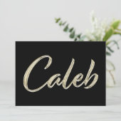 Caleb Name white gold Handwriting Karte カード (スタンド正面)