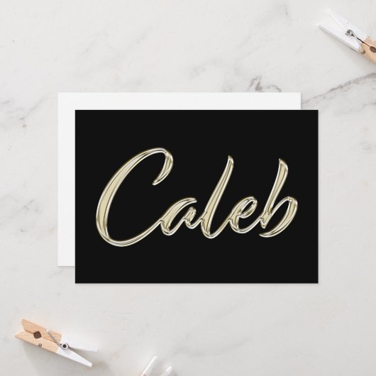 Caleb Name white gold Handwriting Karte カード (正面/裏面インサイチュ)