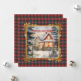 Caledonia  Modern Scottish Tartan Christmas  シーズンカード