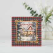 Caledonia Modern Scottish Tartan Christmas シーズンカード (スタンド正面)