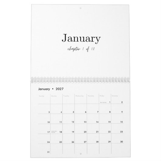 Calendar カレンダー (1月 2027)