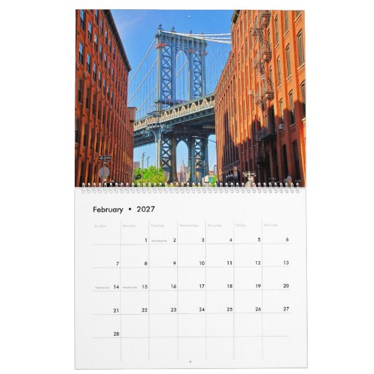 Calendar カレンダー (2月 2027)