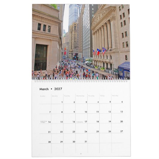 Calendar カレンダー (3月 2027)