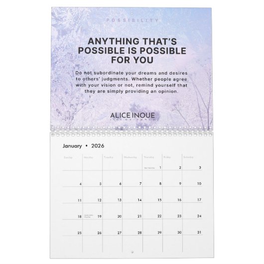 Calendar カレンダー (1月 2026)