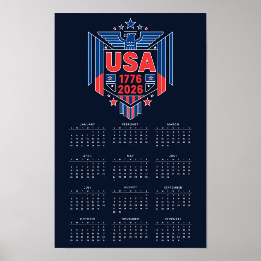 Calendar 2026 (1776-2026) USA ポスター (正面)