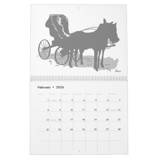 Calendar 2026 Animals by Sarr カレンダー (2月 2026)
